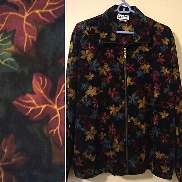 TEDDI Y2K Vintage Autumn Leaf Windbreaker Bomber Jacket, Large - Picture 3 of 16